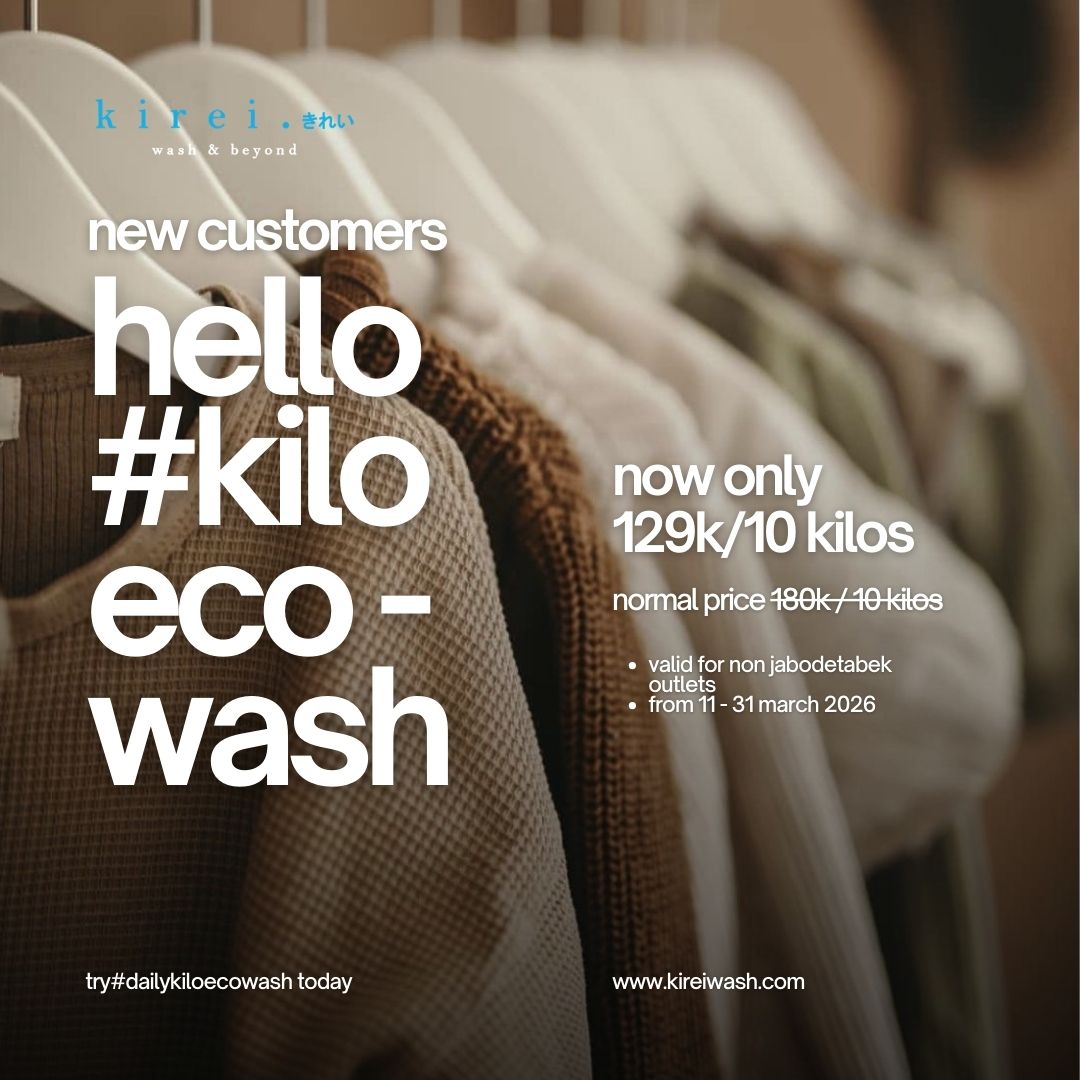 Promo laundry baju kiloan kireiwash maret non jabodetabek