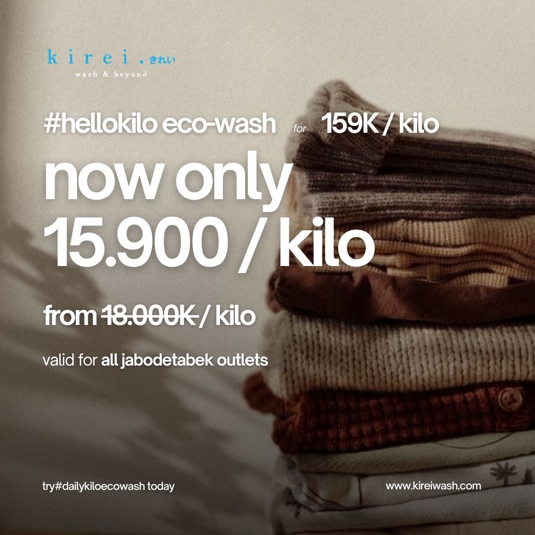 Promo laundry baju kiloan kireiwash April Jabodetabek
