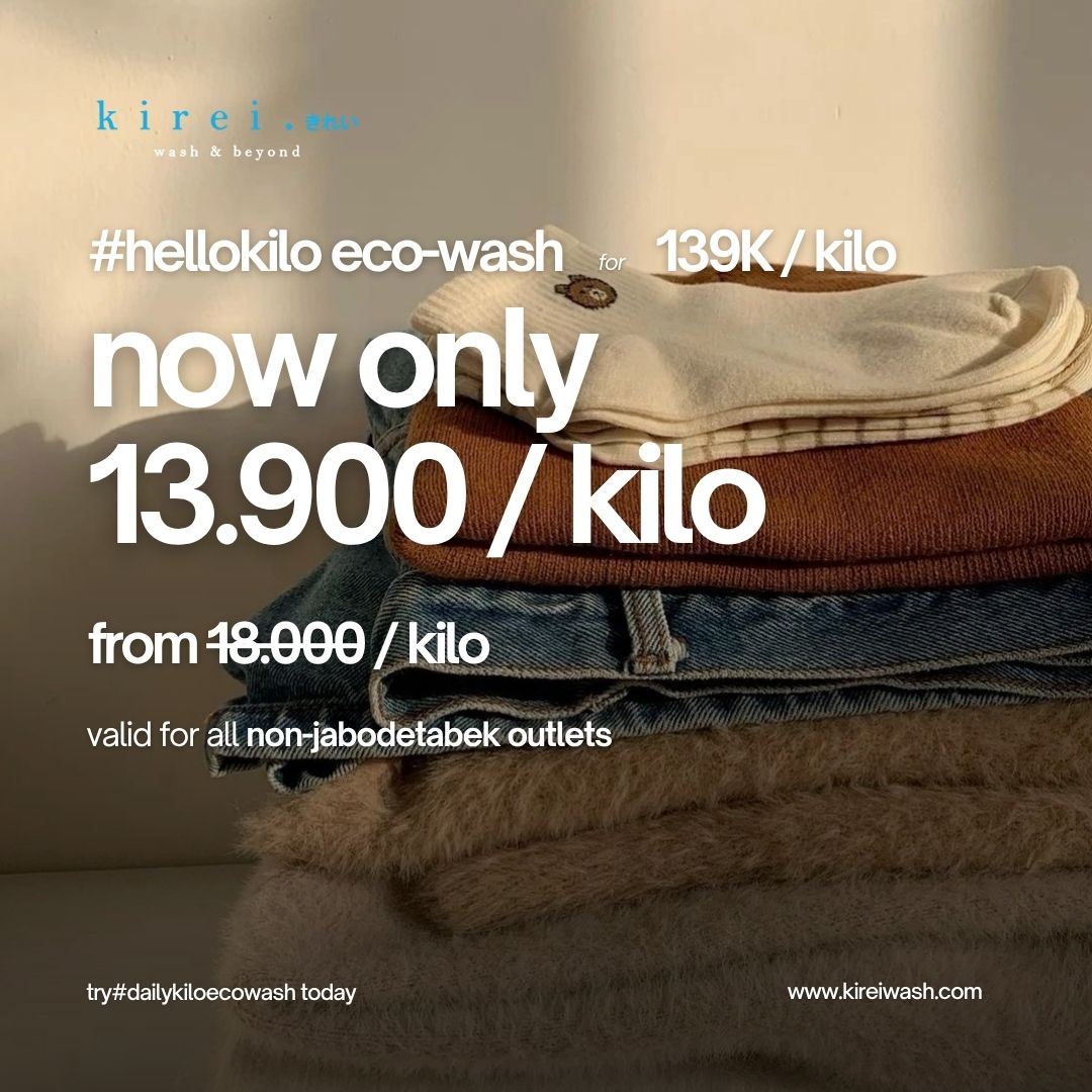 Promo laundry baju kiloan kireiwash April non jabodetabek